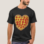 Pizza Heart Valentijnsdag Mannen Vrouwen Pepperoni T-shirt (Voorkant)