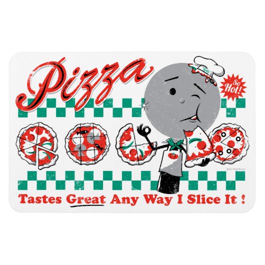 Pizza Hoe dan ook, ik snijd hem in retro premium m Magneet (Horizontaal)