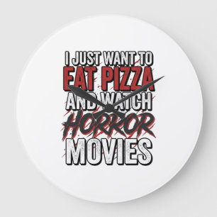 Pizza Horror Films Vintage Halloween Typografie S Grote Klok