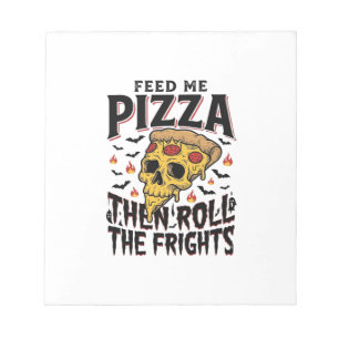 Pizza Horror T-shirt Vintage Gravure Filmavond D Notitieblok