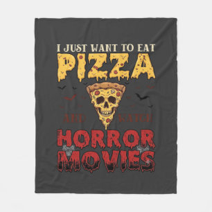 Pizza Horrorfilms Halloween Schedel Vleermuizen Sp Fleece Deken