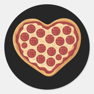 Pizza in hartvorm, schattig Valentijnsdag Ronde Sticker