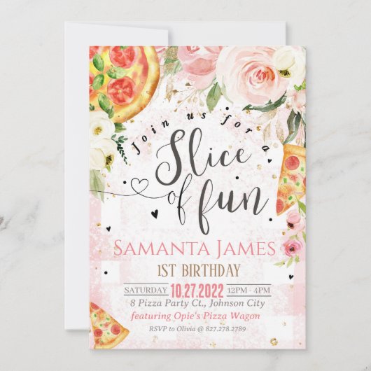 Pizza invitation 1er Anniversaire invitations Pizz (Devant)