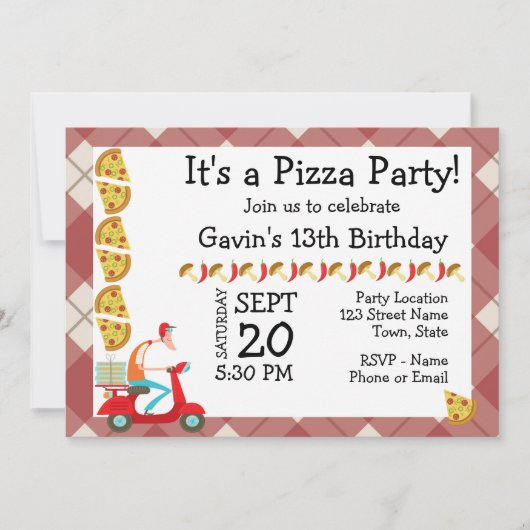 Pizza Invitation Anniversaire (Devant)