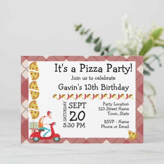 Pizza Invitation Anniversaire (Debout devant)