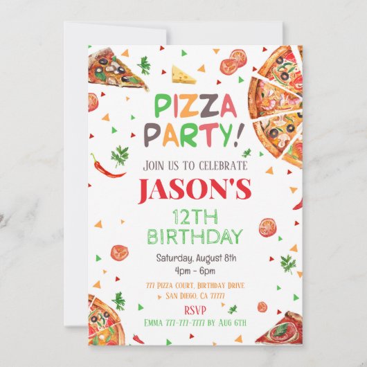 Pizza Invitation Anniversaire (Devant)