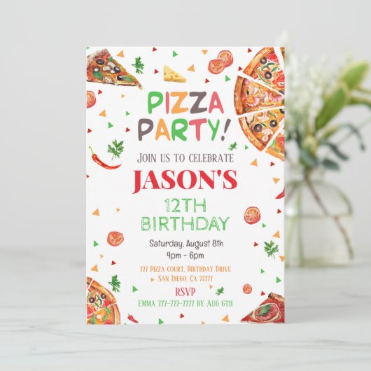 Pizza Invitation Anniversaire (Debout devant)