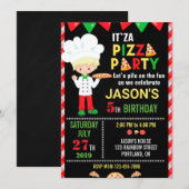 Pizza invitation anniversaire Pizza cuisine fête (Devant / Derrière)
