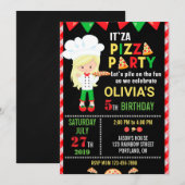 Pizza invitation anniversaire Pizza cuisine fête (Devant / Derrière)