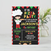 Pizza invitation anniversaire Pizza faire la fête (Debout devant)