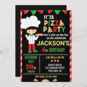 Pizza invitation anniversaire Pizza faire la fête (Devant / Derrière)