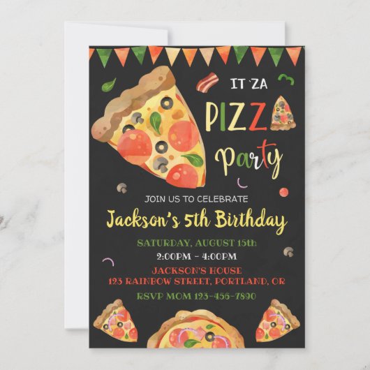 Pizza invitation anniversaire soirée italienne (Devant)