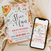 Pizza invitation Anniversaire tranche de fête amus