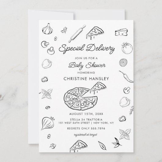 Pizza | Invitation Baby shower moderne (Devant)