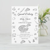 Pizza | Invitation Baby shower moderne (Debout devant)