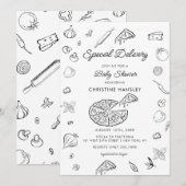 Pizza | Invitation Baby shower moderne (Devant / Derrière)