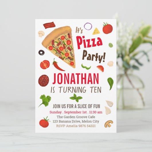 Pizza| Invitation d'anniversaire (Debout devant)