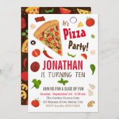 Pizza| Invitation d'anniversaire (Devant / Derrière)