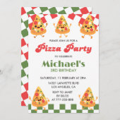 Pizza Invitation d'anniversaire| Modern Kids Pizza (Devant / Derrière)