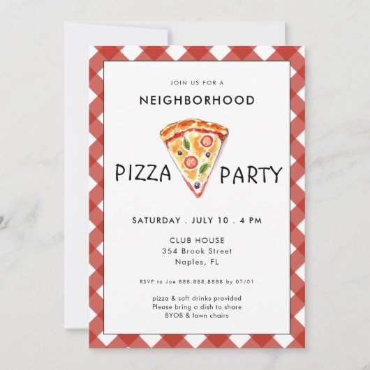 Pizza | Invitation de la fête de l'Été (Devant)