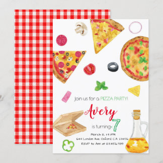 Pizza Invitation, Pizza Invite, Pizza Birthday Kaart
