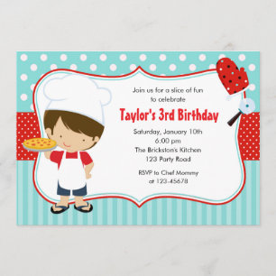 Pizza Invitations Anniversaire (Boy Blue Red)