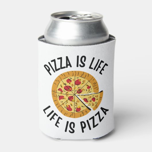 Pizza is het leven van Pizza grappig Blikjeskoeler (Blikje Voorkant)