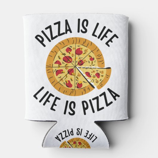 Pizza is het leven van Pizza grappig Blikjeskoeler (Achterkant)