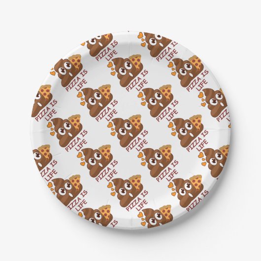 Pizza is levenspoop emoji papieren bordje (Voorkant)