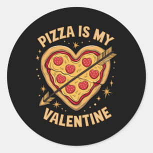 Pizza Is Mijn Valentijn Fun Feest Humor Liefhebber Ronde Sticker