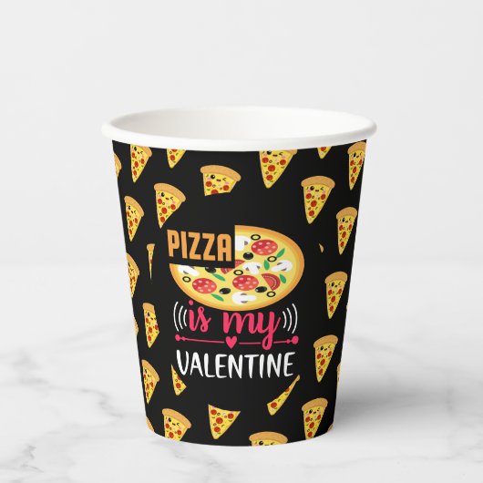 Pizza is mijn Valentijn leuk feestje Papieren Bekers (Voorkant)