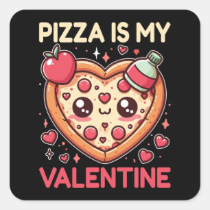 Pizza is mijn Valentijn Valentijnsdag hart gevormd Vierkante Sticker