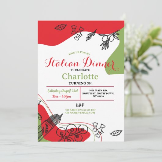 Pizza Italiaans diner verjaardagsfeestje lunch Kaart (Staand voorkant)