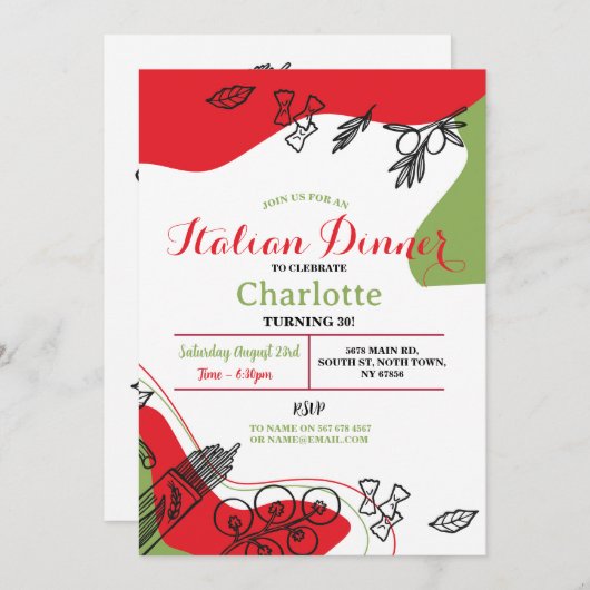 Pizza Italiaans diner verjaardagsfeestje lunch Kaart (Voorkant / Achterkant)