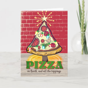 Pizza Italiaans restaurant met kerstfeestmaal Feestdagen Kaart