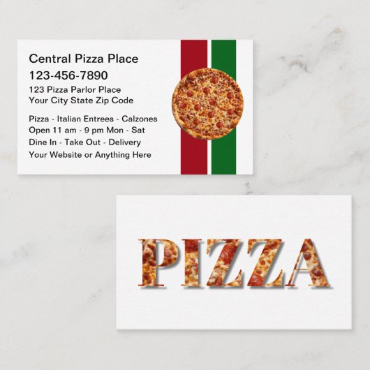 Pizza Italiaans Restaurant Thema Visitekaartjes (Voorkant / Achterkant)