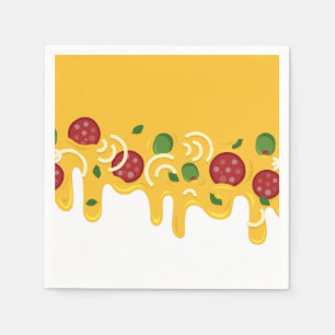 Pizza kaas en pepperoni leuk kind retro patroon servet