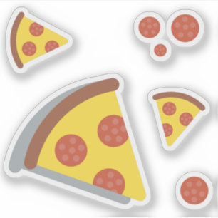 Pizza-kaas en pepperonis: leuk kind retro-set sticker