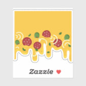 Pizza-kaas en pepperonis-olijfretro-patroon sticker (Vel)