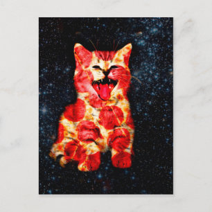 Pizza-kat in de ruimte briefkaart