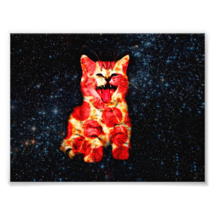 Pizza-kat in de ruimte foto afdruk