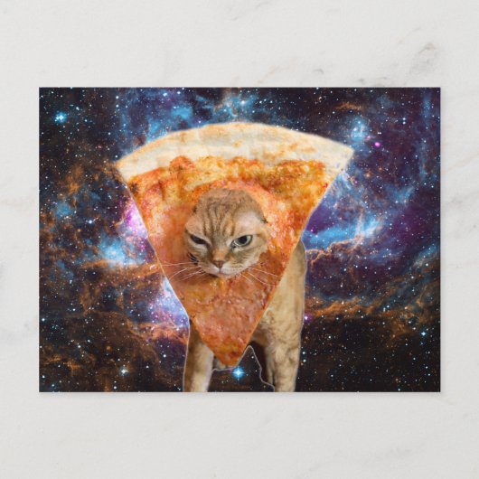 Pizza kat in ruimtesegment briefkaart (Voorkant)