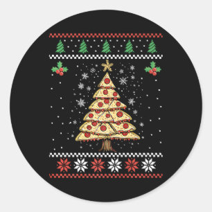 Pizza Kerstboom Lelijke Kersttrui Xmas F Ronde Sticker