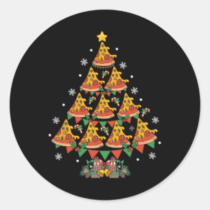 Pizza Kerstboom Pizza Fastfood Liefhebber Kerstmis Ronde Sticker