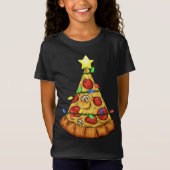 Pizza kerstboomlampjes Funny Boys Kinder kerstmis T-shirt (Voorkant)