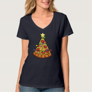 Pizza kerstboomlampjes Funny Boys Kinder kerstmis T-shirt