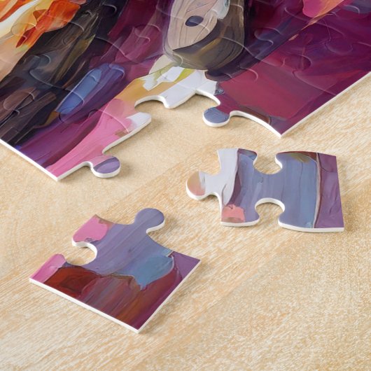 Pizza Kleurrijke Moderne Abstracte Kunst Legpuzzel (Zijkant)