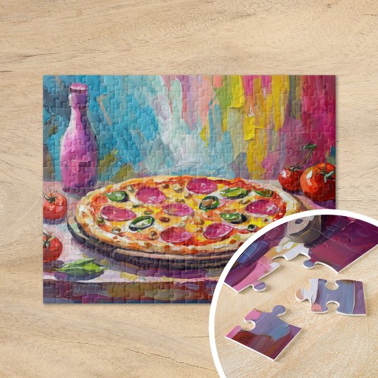 Pizza Kleurrijke Moderne Abstracte Kunst Legpuzzel