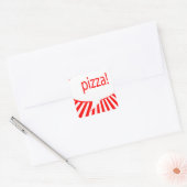 pizza! : komische bel vierkante sticker (Envelop)
