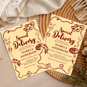 Pizza krabbel speciale bezorging baby shower kaart